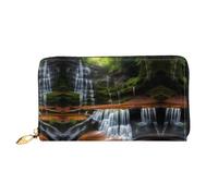 WXZYFP Portafoglio lungo in pelle Waterfall View con stampa fronte/retro, materiale in pelle microfibra, unisex, impermeabile e resistente