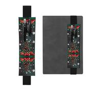 WXZYFP Portapenne rotondo in pelle (PVC) stampato con albero di Natale, segnalibro, contiene 2-3 penne alte da 20 a 25,4 cm