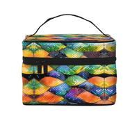 WXZYFP Rainbow Fish Scale Borsa cosmetica portatile multifunzionale con design a strati interno ed esterno, facile da organizzare varie forniture.