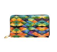 WXZYFP Rainbow Fish Scale Portafoglio lungo in pelle, stampa fronte/retro, materiale in pelle microfibra, unisex, impermeabile e resistente, nero, taglia unica