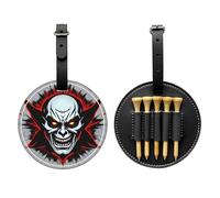 WXZYFP Red and Black Evil Ghost Black Borsa portaoggetti per tee da golf in pelle PU stampata su un solo lato, design a 5 puntine con clip da cintura da 20 cm.