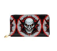 WXZYFP Red and Black Evil Ghost Leather portafoglio lungo in pelle, stampa fronte/retro, materiale in pelle microfibra, unisex, impermeabile e resistente, nero, taglia unica