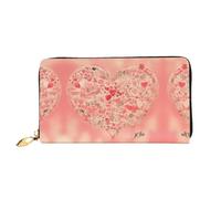 WXZYFP Red Heart Flowers Portafoglio lungo in pelle, stampa fronte/retro, materiale in pelle microfibra, unisex, impermeabile e resistente, nero, taglia unica