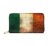 WXZYFP Retro bandiera irlandese portafoglio lungo in pelle, stampa fronte/retro, materiale in pelle microfibra, unisex, impermeabile e resistente, nero, taglia unica