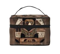 WXZYFP Rustic Lodge Bear Borsa cosmetica portatile multifunzionale con design a strati interno ed esterno, facile da organizzare varie forniture.