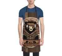 WXZYFP Rustic Lodge Bear Grembiule impermeabile per adulti stampato su un solo lato con tasche, un buon aiuto per cucinare in cucina