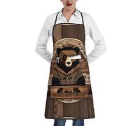 WXZYFP Rustic Lodge Bear Grembiule stampato, grembiule da cucina, impermeabile e a prova di olio, pittura per grill chef, bianco, taglia unica