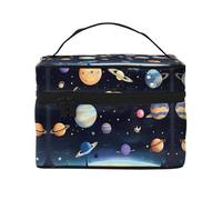 WXZYFP Saturn Jupiter Earth Borsa cosmetica portatile multifunzionale con design a strati interno ed esterno, facile da organizzare varie forniture.