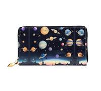 WXZYFP Saturn Jupiter Earth Portafoglio lungo in pelle, stampa fronte/retro, materiale in pelle microfibra, unisex, impermeabile e resistente