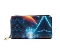 WXZYFP Science Fiction Future Leather portafoglio lungo in pelle, stampa fronte/retro, materiale in pelle microfibra, unisex, impermeabile e resistente, nero, taglia unica