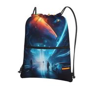 WXZYFP Science Fiction Future Outdoor tempo libero cerniera zaino con coulisse, tessuto impermeabile, materiale leggero, unisex