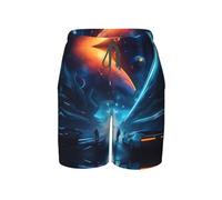 WXZYFP Science Fiction Future Youth Beach Pants, morbidi e traspiranti, con coulisse in vita, adatti per lo sport e il tempo libero., Nero, Large Short