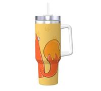 WXZYFP Semi di girasole e volpi Tazza da viaggio in acciaio inox con rivestimento in ceramica, tazza da caffè ghiacciato a doppia parete a prova di perdite con filtro per bevande calde e fredde.