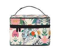 WXZYFP Simpatica borsa cosmetica da viaggio tigre bianca, essenziale per gli appassionati di viaggi all'aperto, ha una semplice struttura interna.