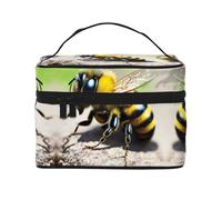 WXZYFP Simpatica piccola ape multifunzionale borsa cosmetica portatile con design a strati interno ed esterno, facile da organizzare varie forniture.