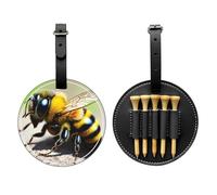 WXZYFP Simpatica piccola ape nera stampata su un lato in pelle PU borsa da golf tee Storage bag, design a 5 puntine con una clip da cintura da 20 cm.