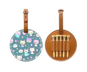 WXZYFP Simpatica piccola volpe marrone stampato su un lato in pelle PU borsa da golf tee Storage bag, design a 5 puntine con una clip da cintura da 20 cm.