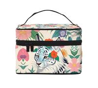 WXZYFP Simpatica tigre bianca Borsa cosmetica portatile multifunzionale con design a strati interno ed esterno, facile da organizzare varie forniture.