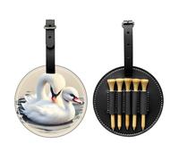 WXZYFP Simpatico piccolo cigno nero stampato su un lato in pelle PU borsa portaoggetti per tee da golf, design a 5 puntine con una clip da cintura da 20 cm.
