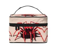 WXZYFP Simpatico piccolo ragno rosso Borsa cosmetica portatile multifunzionale con design a strati interno ed esterno, facile da organizzare varie forniture.