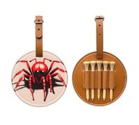 WXZYFP Simpatico piccolo ragno rosso marrone stampato su un lato in pelle PU borsa portaoggetti per tee da golf, design a 5 puntine con una clip da cintura da 20 cm.