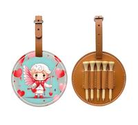 WXZYFP Simpatico ragazzo amorevole marrone stampato su un lato in pelle PU borsa da golf tee Storage bag, design a 5 puntine con una clip da cintura da 20 cm.