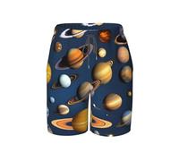WXZYFP Solar System Planets - Pantaloni da spiaggia per giovani, morbidi e traspiranti, con coulisse in vita, adatti per lo sport e il tempo libero., nero, S corto