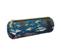 WXZYFP Squali sotto il mare Astuccio ecologico in pelle a grana incrociata, leggero e portatile, adatto per l'uso quotidiano.
