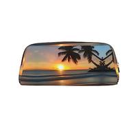 WXZYFP Sunset beach L'astuccio è realizzato in pelle a grana incrociata (PVC), fodera in 100% poliestere e stampa a schermo intero