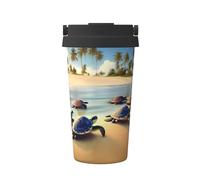 WXZYFP Tartarughe portatili per caffè freddo sulla spiaggia, acciaio inossidabile 304, facile da trasportare, apertura one-touch del coperchio della tazza, comoda per bere。