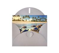 WXZYFP Tartarughe sulla spiaggia Biglietti di auguri di carta grigio perlescente, brillanti su entrambi i lati, adatti per auguri di vacanza.