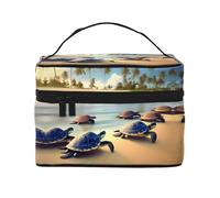 WXZYFP tartarughe sulla spiaggia Borsa cosmetica portatile multifunzionale con design a strati interno ed esterno, facile da organizzare varie forniture.