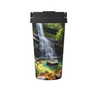 WXZYFP Tazza da caffè freddo portatile con vista sulla cascata, acciaio inossidabile 304, facile da trasportare, apertura one-touch del coperchio della tazza, comoda per bere。