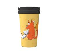 WXZYFP Tazza da caffè freddo portatile semi di girasole e volpi, acciaio inossidabile 304, facile da trasportare, apertura one-touch del coperchio della tazza, comoda per bere。
