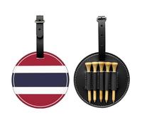 WXZYFP Thailandia bandiera nera stampata su un lato PU pelle golf tee storage bag, 5-tack design con una clip da cintura 20 cm.