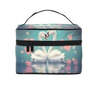 WXZYFP The Swan in love Borsa cosmetica portatile multifunzionale con design a strati interni ed esterni, facile da organizzare varie forniture.