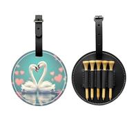 WXZYFP The Swan in love - Borsa portaoggetti per tee da golf in pelle PU stampata su un lato, design a 5 puntine con clip da cintura da 20 cm.