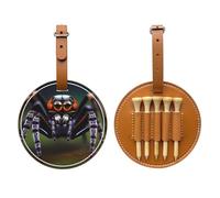 WXZYFP Tropicale foresta pluviale ragni marrone stampato su un solo lato PU pelle golf tee storage bag design 5-tack con una clip da cintura 20 cm.