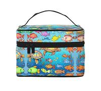 WXZYFP Turtle and Fish Travel borsa cosmetica, essenziale per gli appassionati di viaggi all'aperto, ha una semplice struttura interna., Nero, Taglia unica