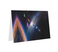 WXZYFP Un affascinante universo bianco perlescente biglietti di auguri di carta, brillante su entrambi i lati, adatto per auguri di vacanza.