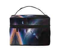 WXZYFP Un'affascinante borsa cosmetica da viaggio universo, essenziale per gli appassionati di viaggi all'aperto, ha una semplice struttura interna.