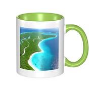 WXZYFP Un'isola nell'oceano Tazza in ceramica bicolore (double-face), può essere utilizzata per acqua potabile o come mestiere