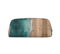 WXZYFP Vista aerea della spiaggia L'astuccio è realizzato in pelle a grana incrociata (PVC), fodera in 100% poliestere e stampa a schermo intero