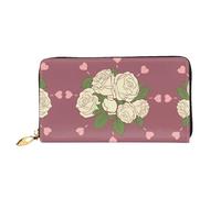 WXZYFP White Rose of Love Portafoglio lungo in pelle, stampa fronte/retro, materiale in pelle microfibra, unisex, impermeabile e resistente