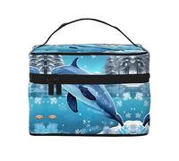 WXZYFP Winter the delphin Travel beauty case, essenziale per gli appassionati di viaggi all'aperto, ha una struttura interna semplice.
