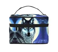 WXZYFP wolf under moon Travel beauty case, essenziale per gli appassionati di viaggi all'aperto, ha una struttura interna semplice.
