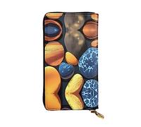 WXZYFP Yellow Pebbles Portafoglio lungo in pelle stampata su entrambi i lati, unisex, 12 scomparti per carte di credito, 3 scomparti per banconote, nero, taglia unica