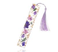 WY LIGHTING LEVEL Segnalibri con fiori pressati con nappa, in resina trasparente, resistenti e fatti a mano, accessori da lettura per topi di biblioteca, studenti e donne, aumentano l'interesse per la