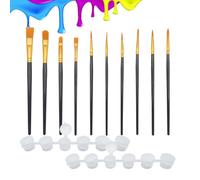 WYAN 10 Pezzi Pennelli Per Artista In Nylon,Pennelli per Artisti,Pennelli per acrilici,Per Acquerello,Acrilico,Gouache,Pittura Ad Olio,pittura facciale(Con dodici scatole di vernice da 3 ml)