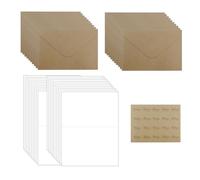 WYAN 20 Set di buste di carta Kraft, con carte e adesivi di tenuta, buste marroni e carte vuote, cartone pieghevole, per regalo, biglietti d'auguri, invito (15,8 * 10,8 cm)